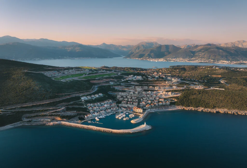 Aerial view of Luštica Bay Golf Course