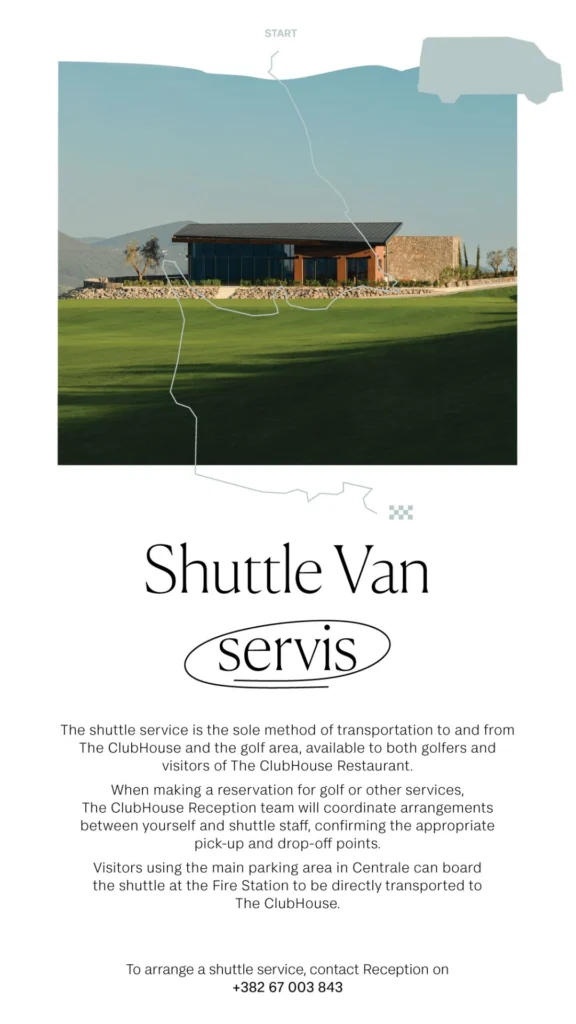Golf shuttle service information board