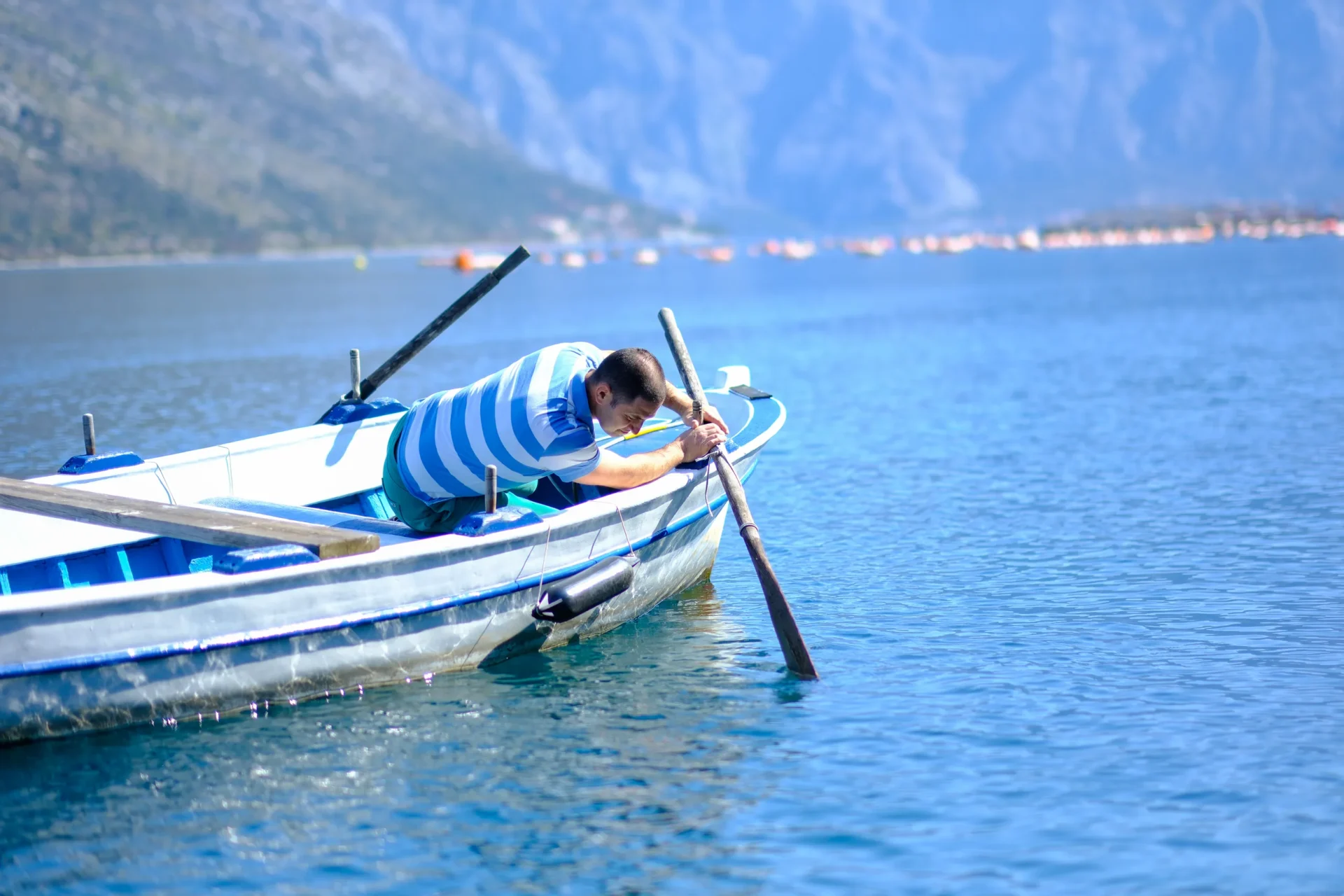 Traditional boat on the waters of Boka Bay